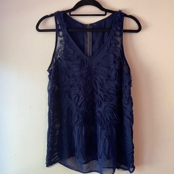 Sheer navy appliqué camisole - Picture 1 of 4